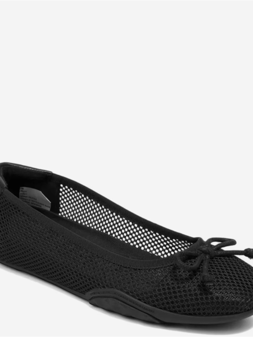 Black Mesh Ballet Flat with Bow